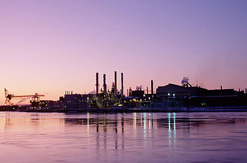 Power plant at sunset