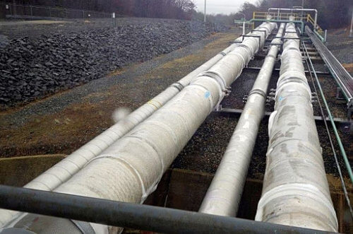 Natural gas pipeline in trench