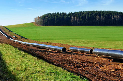 Natural gas pipelines ready to be buried